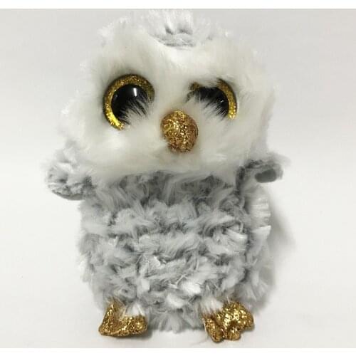Ty Beanie Boos Big Eyes 6" 15 cm Grey Owl Soft Plush Appease Sleeping Toy Stuffed Animal Doll Collection Children Birthday Gifts
