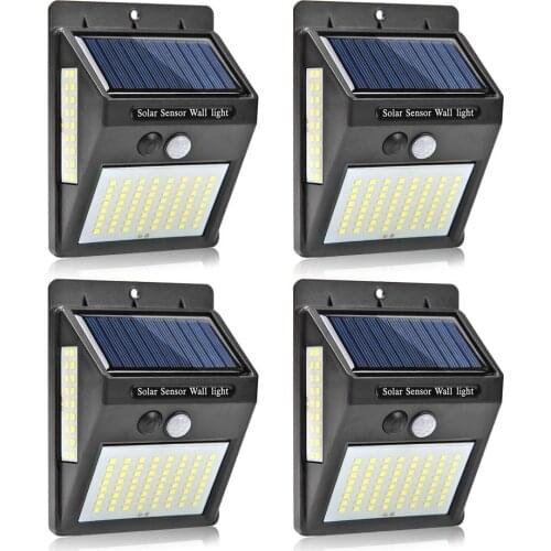 4pcs 100 LEDs Outdoor Solar Light PIR Motion Sensor Solar Garden Light Energy Saving Street Lamp Wall Light Sunlight Decoration