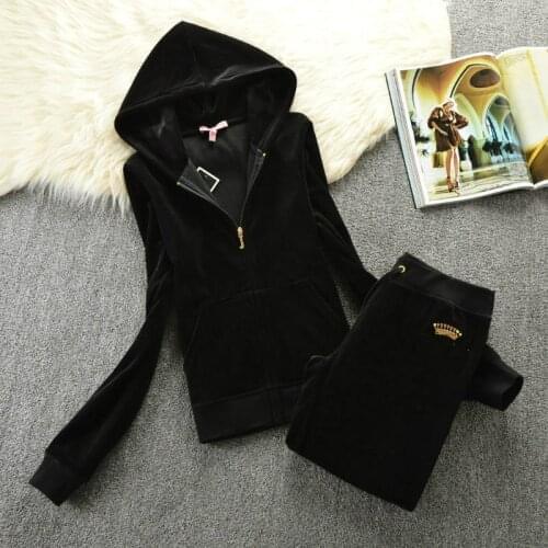 Spring / Fall Velvet Tracksuit Women Costume Velvet Set Long Sleeve Top+Pant Velour Tracksuit Sets for Women Sporting Suit S-XL