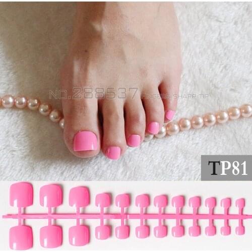 Candy DIY Fashion Colors Toe Nails 24pcs Acrylic False Toes Art Tips Fake Toenails lovely Light pink TP81