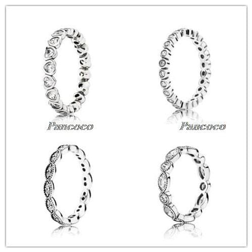 Authentic 925 Sterling Silver Ring Forever More Love Heart With Crystal Rings For Women Wedding Party Pandora Jewelry