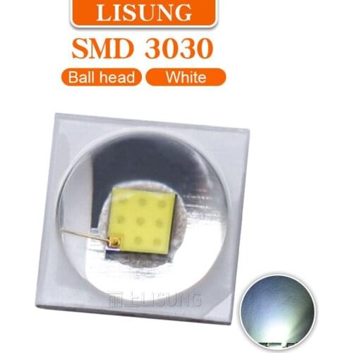 10pcs/bag High Power 1w 2w Smd 3030 Led Chip Super Bright White Light With Lens Spotlight Flashlight Lamp Beads