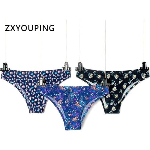 3Pcs/lot Seamless Briefs Print Panties Women Underwear Low Rise Lingerie Female Large Size US Size One-piece Breathable Panties