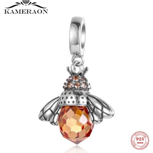 925 Sterling Silver Bee Shape Zircon Beads for Women Jewelry Charms for Bracelet Making Jewelry Diy Beaded Necklace