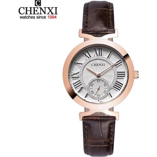 CHENXI Womens Watches Woman Quartz Dress Watch Ladies Leather Band Fashion Quartz-Watches Waterproof Clock Relogios Masculinos