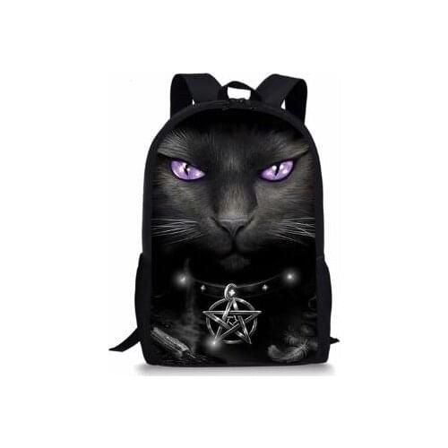 Childrens Backpack Cartoon Gothic Cats Prints Pattern School Bag Kids Cute Book Bag Teenager Girls Schoolbags Mochila