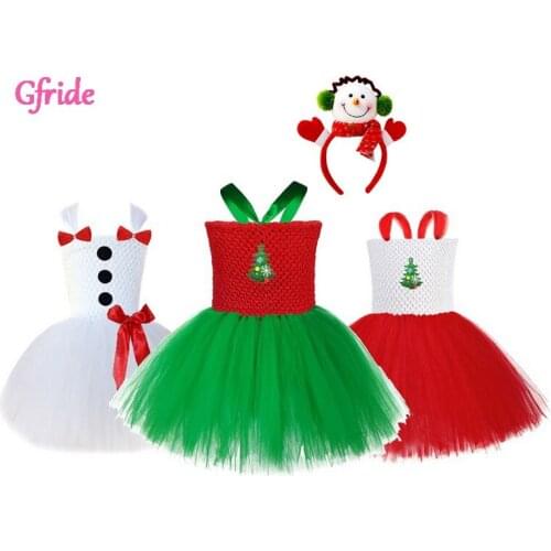Girls Cosplay Cartoon Tutu Dress Kids Snow Treasure Christmas Tree Dress Up Girls Party Dress Holiday Performance Costume 2-6 Yr