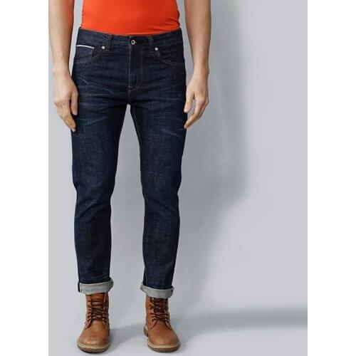 European American Retro Fashion Men Jeans High Quality Vintage Blue Slim Fit Selvedge Designer Jeans Men Redline Raw Denim Pants