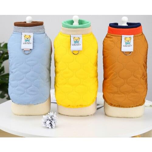 Fleece Dog Vest with Harness Hole Warm Winter Pet Clothes Fake Two-piece Cotton Cat Coat Puppy Outfits for Small Medium Dogs