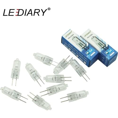 LEDIARY 10PCS/Lot Halogen G4 12V Lamp JC Type G4 Halogen Light Bulbs Dimmable 10W/20W/35W Clear Halogen Each Bulb With A Box