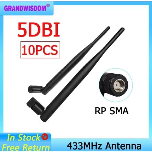 10pcs 433Mhz Antenna 5dbi GSM 433 mhz RP-SMA Connector Rubber waterproof directional antenne wireless Receiver for Lorawan