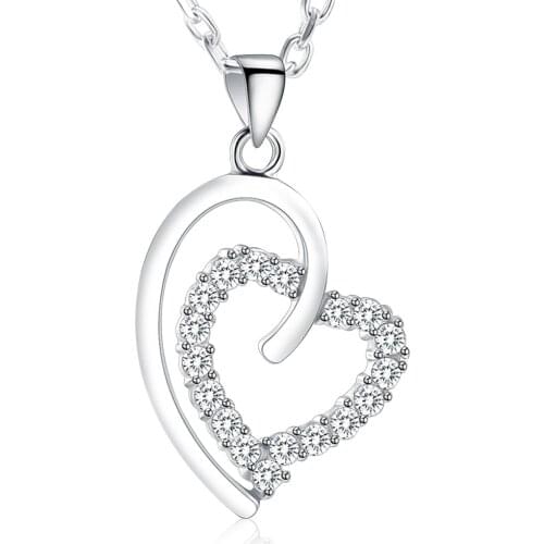 IJS0003 Standard 925 Sterling Silver Hollow Heart Plated Pendant Necklace for Women High-End Gift Packaging