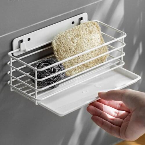 China kitchen organizer detachable stacktable racks punch free wall-mounted shelf sponge dish drain etagere