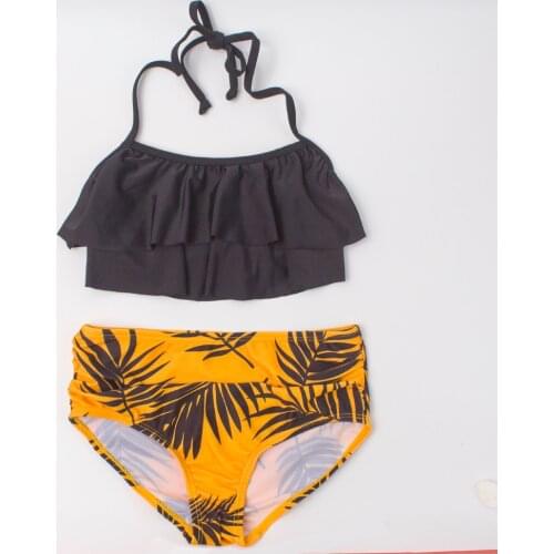 5-14 Years Children Swimsuits Leaves Pattern Two Pieces Swimsuits For Girls Swimwear Kids Bathing Suits Beachwear Girl Bikinis