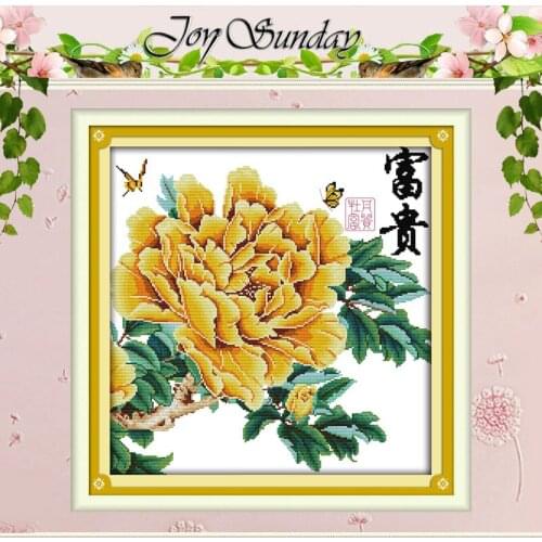 Peony with Blessings Patterns Counted Cross Stitch 11CT 14CT Cross Stitch Set Wholesale Cross-stitch Kits Embroidery Needlework