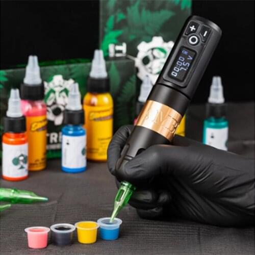 2021 New Ambition Wireless Tattoo Pen Machine Battery with Portable Power Brushless Motor Digital LED Display For Body Art