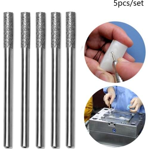 New 5pcs 5/32" 3/4/5mm Diamond Chainsaw Sharpener Micro-carving Needle Burr Stone Round Abrasive Tools File Fits 1453 Craftsman