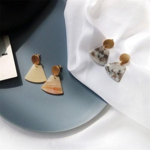 The New Geometric Earrings Temperament Metal Japan and South Korea Acetate Plate popular Tide Models Wild Tide Earrings