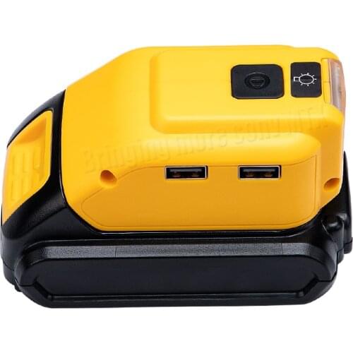 NEW Dual USB Port Battery Converter for dewalt 14.4V /18V /20V Li-ion Battery Outdoor Flashlight Accessories light LED Light