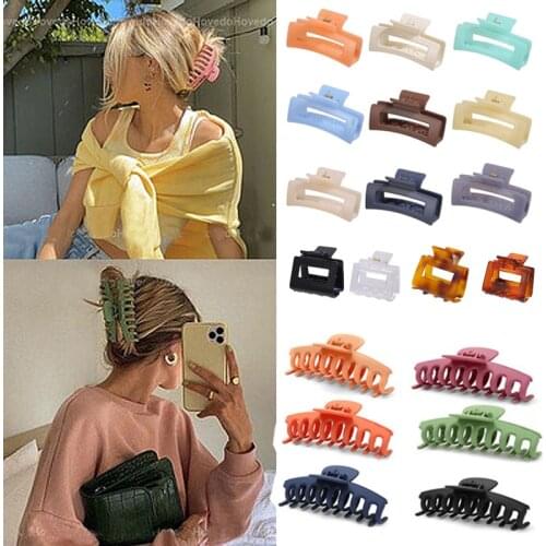 Solid Hair Claws Elegant For Women Girl Hair Clips Plastic Barrette Hair Clamps Hairpins Crab Hair Accessories Headwear 2021 New