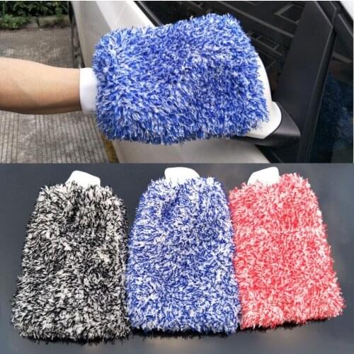 Soft Absorbancy Glove Brush High Density Car Cleaning Ultra Soft Easy To Dry Auto Detailing Microfiber Motorbike Wash Mitt Cloth