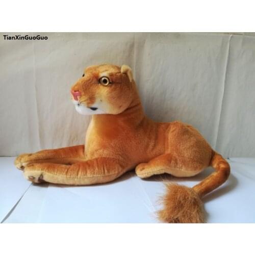 About 40cm lovely simulation lion plush toy prone female lion soft throw pillow Christmas gift w0117