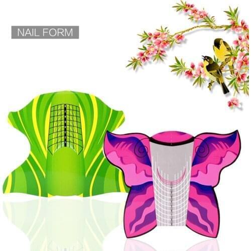 100pcs/lot Random Color Self-Adhesive Forms Stickers Nail Form for Acrylic UV Gel Tip Nails Extension Guide French DIY Tool