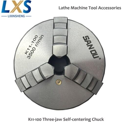 SANOU K11-100 Manual 4 Inch 3 Jaw Hardened Steel Self Centering Lathe Chuck For Drilling Milling Machine