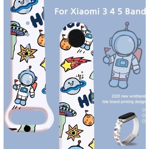 Silicone Strap For Xiaomi Mi Band 5 band 6 Transparent Cartoon Strap Replacement Bracelet for xiaomi xiomi mi band 5 miband 4 6