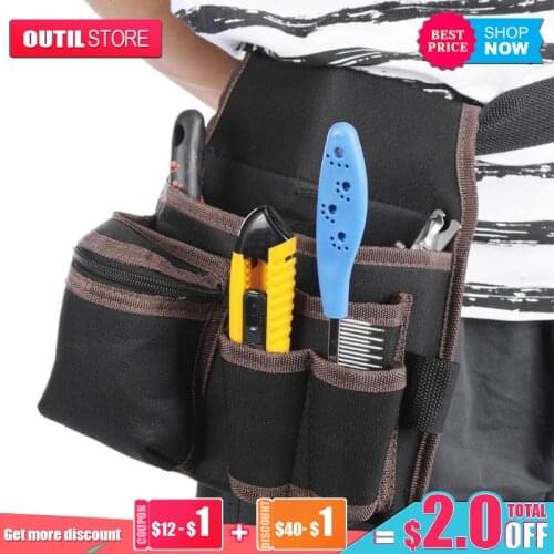 Oxford Cloth Belt Tool Bag Outdoor Work Waist Pocket Hardware Storage Electrician Gardening Three-tier Bag