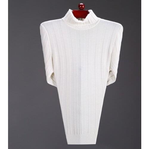 High Neck Sweater Mens Autumn and Winter Korean Striped 100% Wool Sweater Fashion Trend Handsome Knit Bottoming Shirt