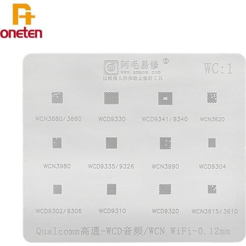 Amaoe BGA Reballing Stencil WC1 For Qualcomm WCD Audio IC 9341 WCN WIFI Module 3990 Steel Mesh phone repair tools
