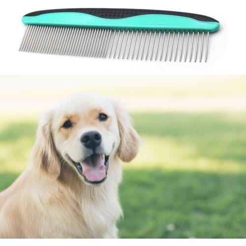 Comfortable to Grip Stainless Steel Ergonomic Grip Handle Cat Comb Grooming Tool for Household