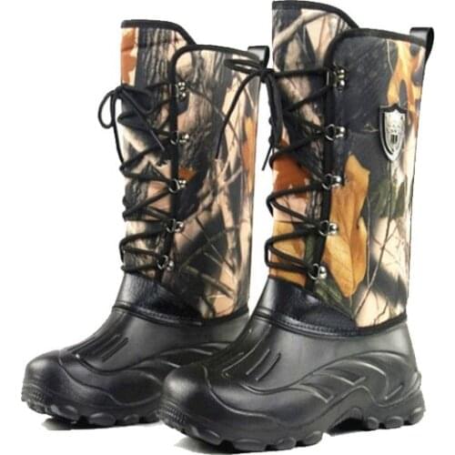 Outdoor Winter Thermal Fishing Boots Waders Fishing Snow Camouflage Boots Waterproof Hunting Waders Non-slip Shoes Fleece Warm