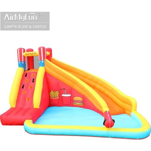 Water Slide Inflatable Bouncer Jumper Hamburger Castle for Kids French fries Jumping House With Blower