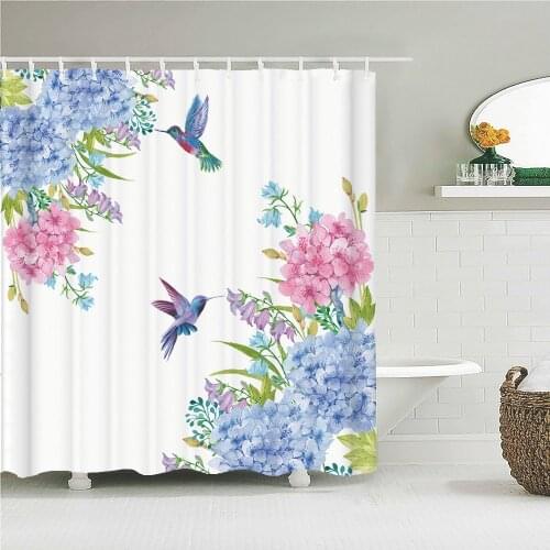 Colorful Beautiful Flowers Birds Shower Curtain Bathroom Waterproof Polyester Multi-size 3D Printed Curtains for Bathroom Shower