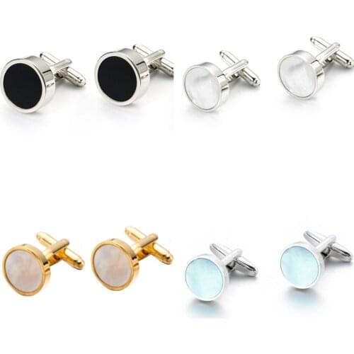 10pairs/lot Classic Sea Shell Cufflinks Nature Seashell Mother Pearl Shell Cuff Link Mens Jewelry Accessory Business Style