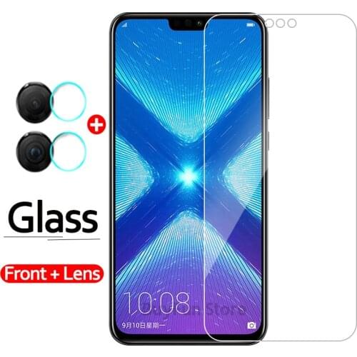 2-in-1 protective glass on for huawei honor 8x 8 x glass screen protector honor 8s 8c 9x lite Tempered Glass Camera Lens Film