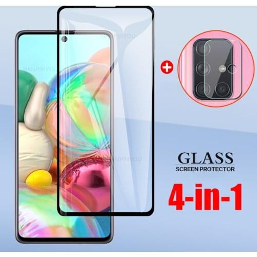 4-In-1 For Samsung Galaxy A51 A515 A71 A715 Full Cover Tempered Glass For Samsung A51 A71 Camera Lens Screen Protector Glass