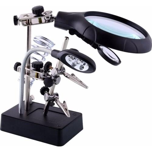 Magnifying Glass Clip Soldering Iron Station Stand With Welding Clamp Third Hand Helping Desktop Magnifier Repair Tool