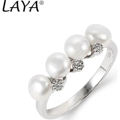 Laya 925 Sterling Silver Fashion Fresh Water Pearl Ring Elegant French Light Luxury Ring For Women Office Jewelry 2021 Trend