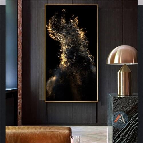 Gold and Black abstract canvas painting modern cuadros home living room decoration canvas prints wall art posters and prints art