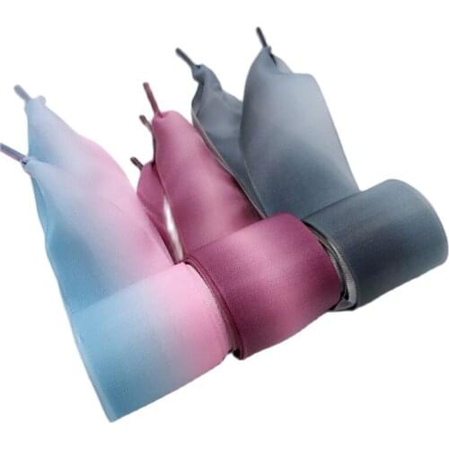 1 Pair New Gradient Ribbon Lace 4CM Width 80CM/100CM/120CM/140CM Length Organza Canvas Sneakers shoelaces 3 Colors JB-1