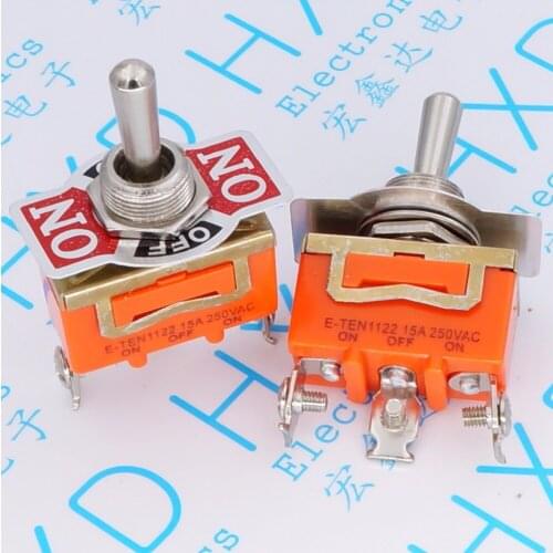 10pcs Toggle Switches E-TEN1122 250V 15A shaking head rocker switch for power switch ON-OFF-ON 3 feet 3 files
