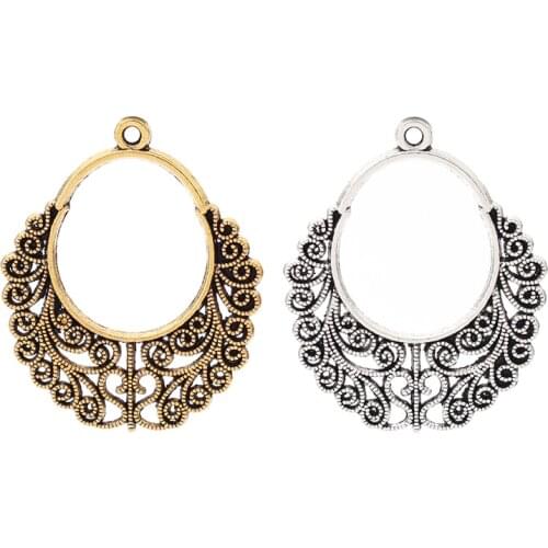 20 x Tibetan Silver/Gold Tone Boho Bohemia Charms Pendants for Earrings Jewelry Making Findings 35x29mm