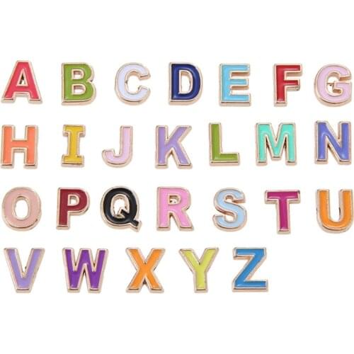 26Pcs Alloy Alphabet Enamel Charms Beads Mixed Color A-Z Letter Dangle Pendants Beads for DIY Necklace Jewelry Making