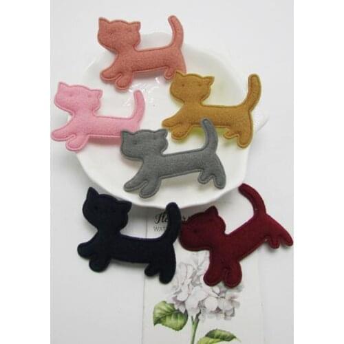 50pcs/lot Padded Felt Furry Cat Shape Applique Patches For Clothing Sew On Cloth Stickers Decoration, DIY Hair Accessories