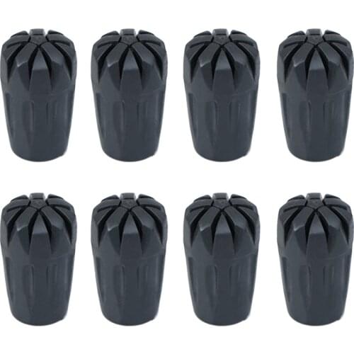 8pcs Rubber Tips Trekking Cane Tip Protectors Hiking Pole Replacement Walking Stick Head Protect Equipment Accessory (Black)