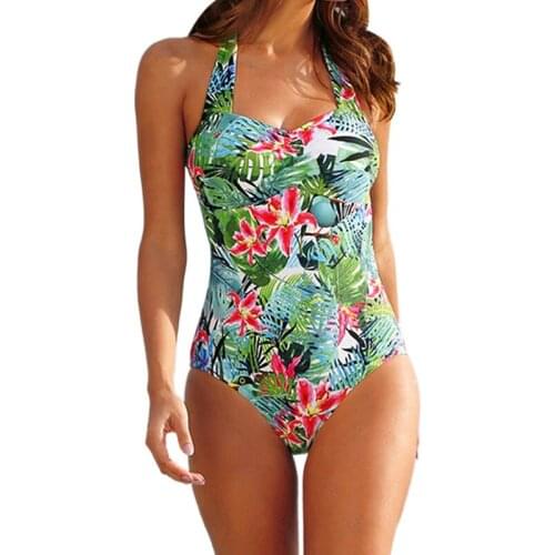 One-Piece Swimsuit Sexy Push Up Women Monokini Floral Print Plus Size Swimsuit Girls Beach Bathing Suits Swimwear