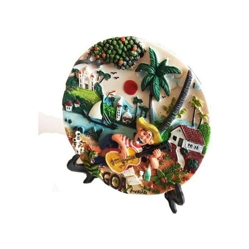 2size India Goa creative hand painted resin refrigerator paste crafts decorative disc ornament